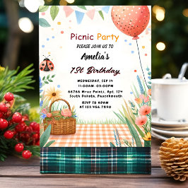 Day Girls Liebe Bug Picnic Polka Dot 1. Geburtstag Einladung