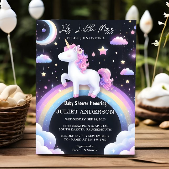 Day Glow Space Royal Pony Unicorn Baby Girl Dusche Einladung (Von Creator hochgeladen)