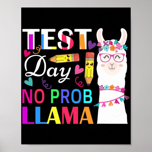Day No Prob Llama Funny Teacher Testing 2 Poster (Vorne)