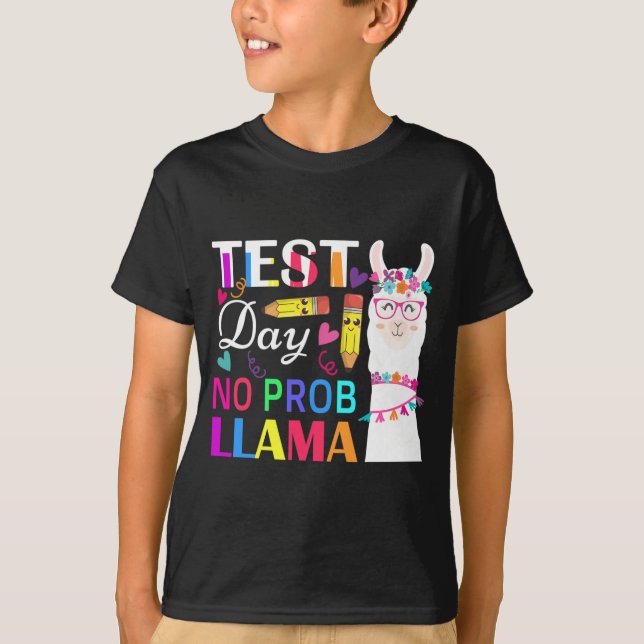 Day No Prob Llama Funny Teacher Testing 2 T-Shirt (Vorderseite)