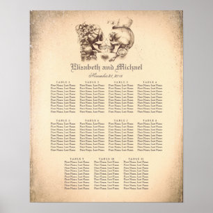 Day of Dead Skull Couple Wedding Seating Chart Poster
