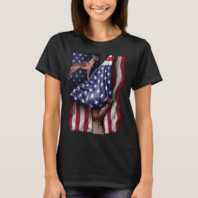 Day Of Independence US Flag Belgian Malinois T-Shirt (Vorderseite)