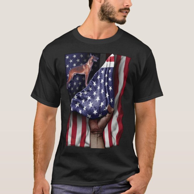 Day Of Independence US Flag Belgian Malinois T-Shirt (Vorderseite)
