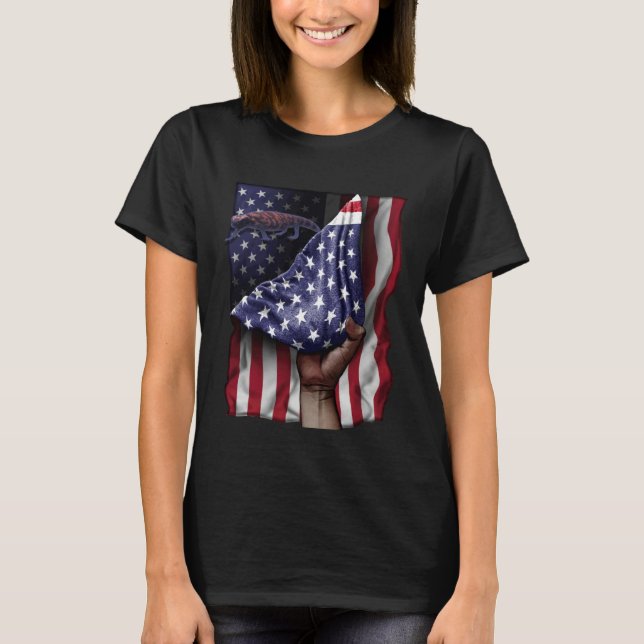 Day Of Independence US Flag Gila Monster T-Shirt (Vorderseite)