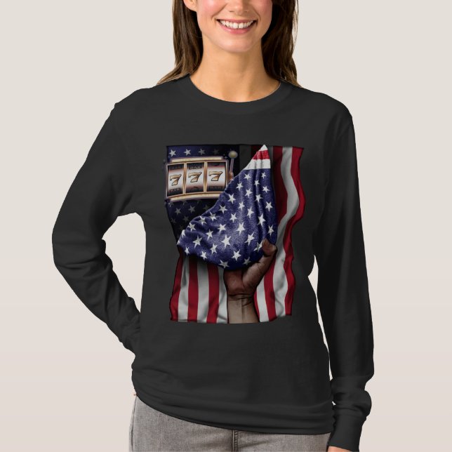 Day Of Independence US Flag Slot Machine T-Shirt (Vorderseite)