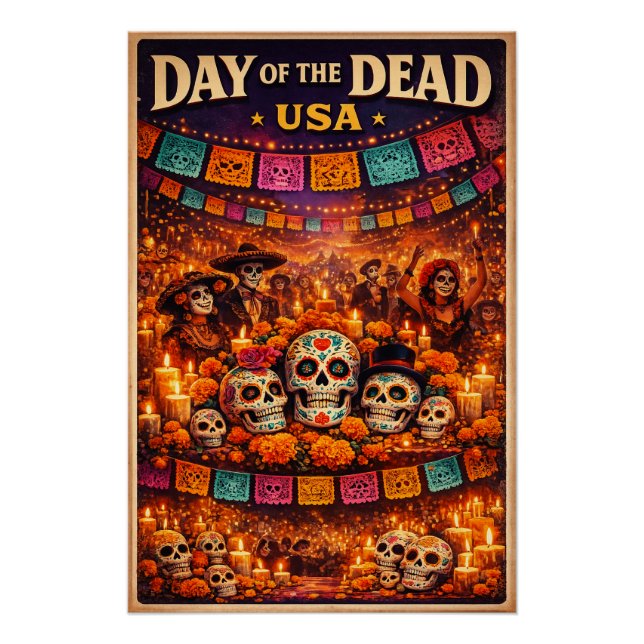 Day of the Dead festival USA travel Poster (Vorderseite)