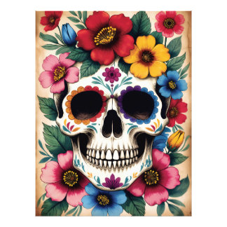 Day of the Dead Floral Skull Fotodruck