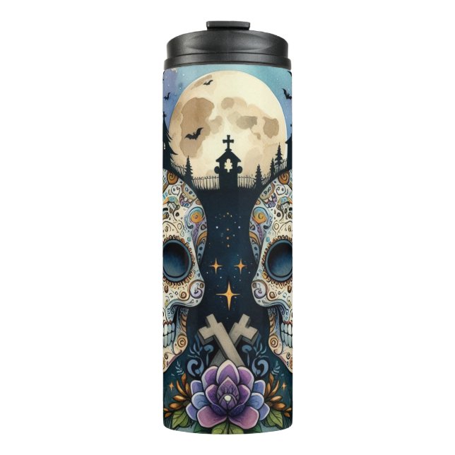 Day of the Dead Halloween Thermal Tumbler Thermosbecher (Vorderseite)