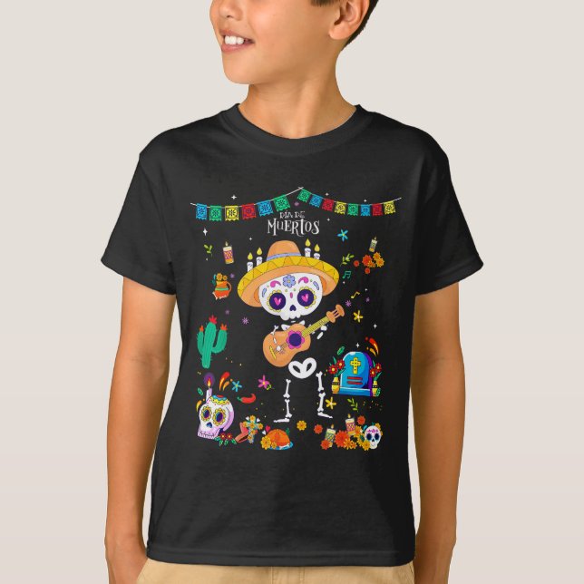Day Of The Dead Kids Boys 2025 Dia De Los Muertos  T-Shirt (Vorderseite)