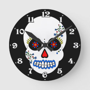 Day of the Dead Skull Wall Clock Runde Wanduhr
