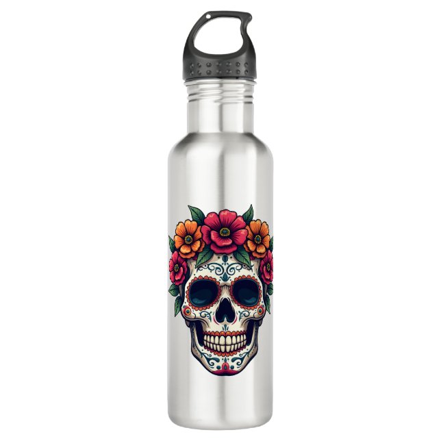Day of the Dead Sugar Skull � Dia de los Muertos S Edelstahlflasche (Vorderseite)
