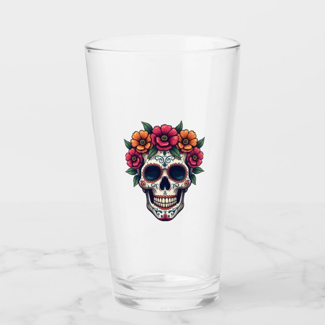 Day of the Dead Sugar Skull � Dia de los Muertos S Glas (Vorderseite)