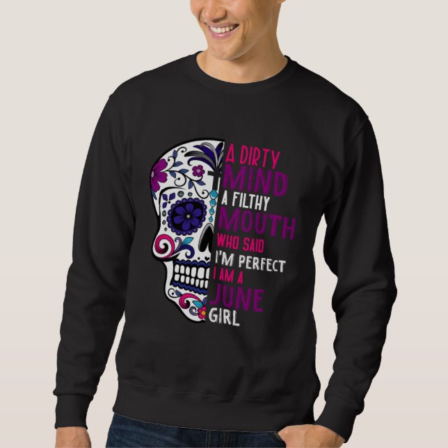Day Of The Dead Sugar Skull  June GIrl Womens Sweatshirt (Vorderseite)