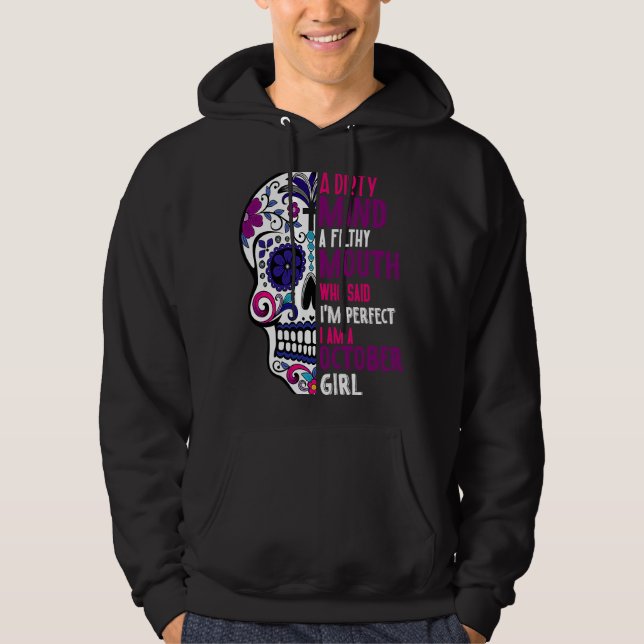 Day Of The Dead Sugar Skull  October GIrl Womens Hoodie (Vorderseite)