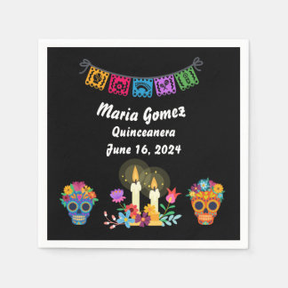 Day of The Dead Sugar Skull Skeletons  Serviette