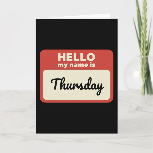 Day of the week name. Thursday. Karte (Vorderseite)