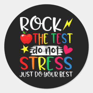 Day Rock Test Teacher Test Day Teacher Runder Aufkleber