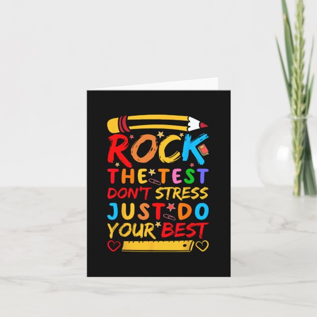 Day Rock the Test Funny Teacher Student Testing Ex Karte (Vorderseite)