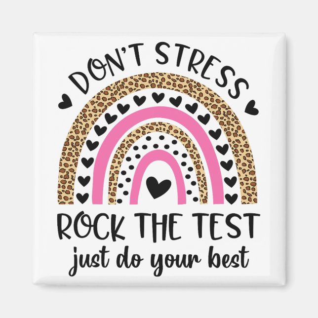 Day Rock The Test Rainbow Teacher Funny Testing Da Magnet (Vorne)