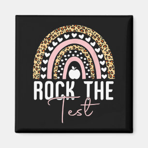 Day Rock the Test Teacher Rainbow Leopard Student Magnet