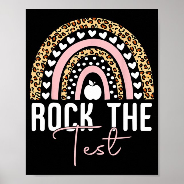 Day Rock the Test Teacher Rainbow Leopard Student Poster (Vorne)