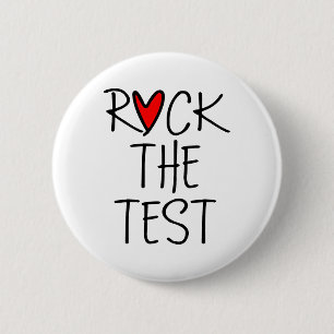 Day Rock the Test Teacher Testing Day Funny Teache Button