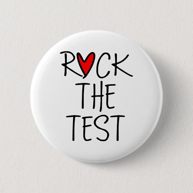 Day Rock the Test Teacher Testing Day Funny Teache Button (Vorderseite)