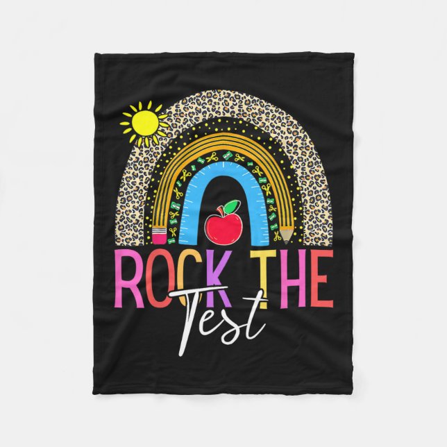 Day Rock the Test Teacher Testing Day Leopard Rege Fleecedecke (Vorderseite)