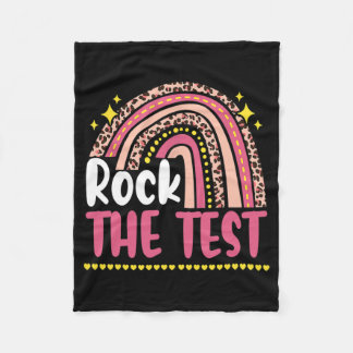 Day Rock the Test Teacher Testing Day Rainbow Leop Fleecedecke