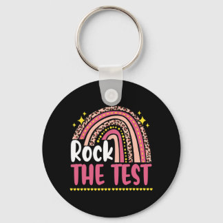 Day Rock the Test Teacher Testing Day Rainbow Leop Schlüsselanhänger