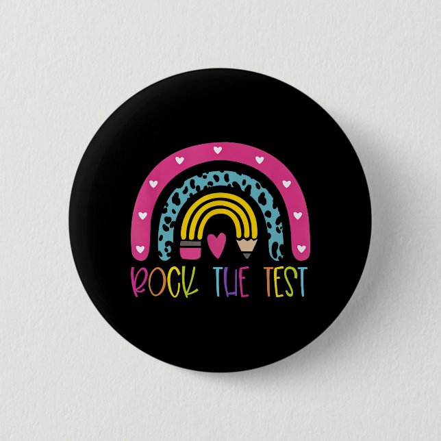 Day Rock the Test Teacher Testing Day Rainbow Teac Button (Vorderseite)
