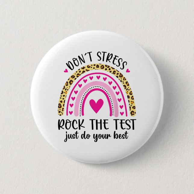 Day Rock the Test Teacher Testing Day Rainbow Teac Button (Vorderseite)