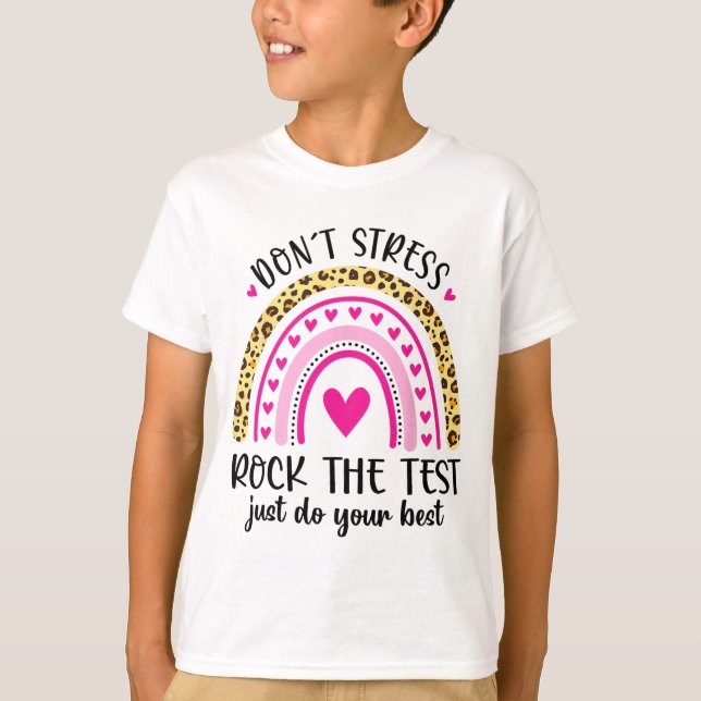 Day Rock the Test Teacher Testing Day Rainbow Teac T-Shirt (Vorderseite)