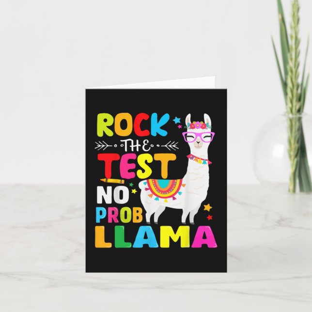 Day Rock the Test Teaching No Prob Llama Lehrer Karte (Vorderseite)