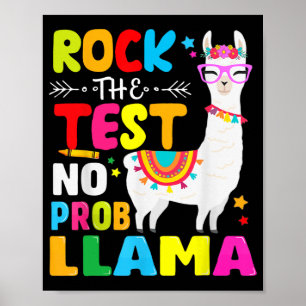Day Rock the Test Teaching No Prob Llama Lehrer Poster