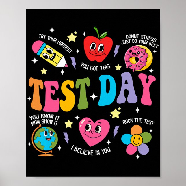 Day Rock the Test Testing Day Motivierend Teacher Poster (Vorne)