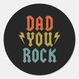 Day Shirt Funny Vater Rock Gitarre Vintage Erwachs Runder Aufkleber