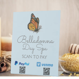Day Spa Butterfly Scan To Pay Custom QR Code Sockelschild