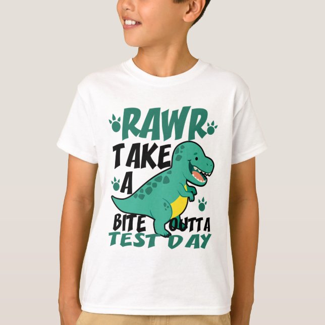 Day T-rex Funny Student Lehrer Dinosaur Test T-Shirt (Vorderseite)