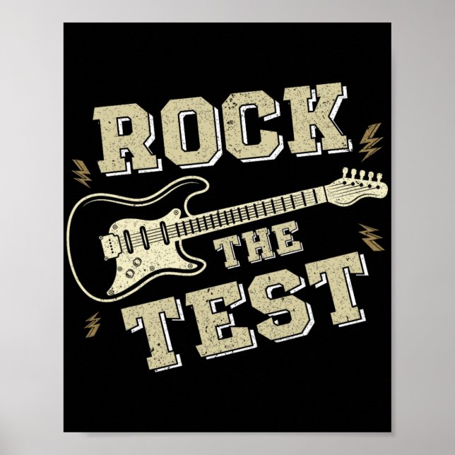 Day Teacher Rock the Test Guitar Lehrer Testing D Poster (Vorne)