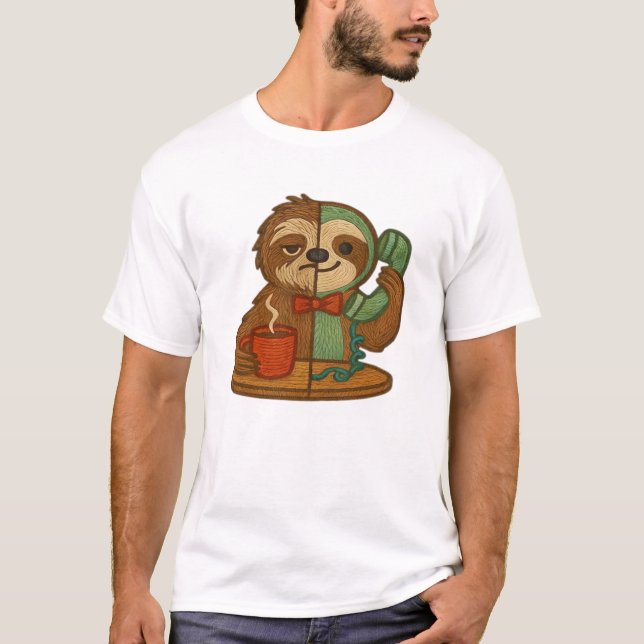 Day-to-Night Sloth Glow-Up Patch � Embroidered Tra T-Shirt (Vorderseite)