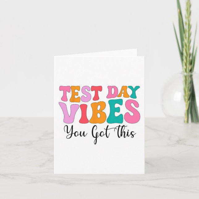 Day Vibes Groovy Testing Day Teacher Student Fraue Karte (Vorderseite)