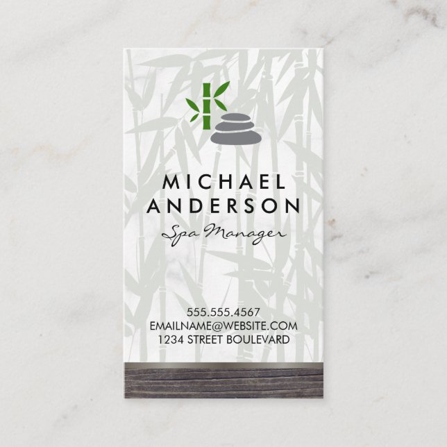 Day Wellness-Center Bamboo Holzschnitt mit Logo Visitenkarte (Vorderseite)