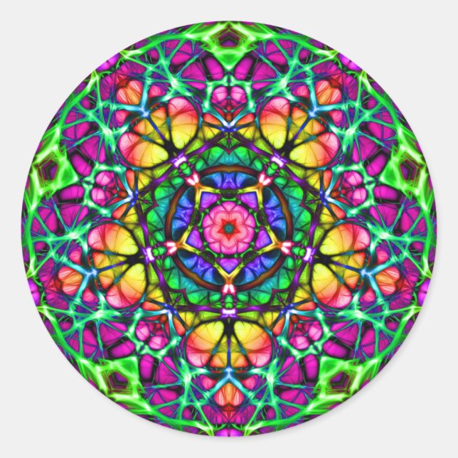 Daybreak Delight Kaleidoscope Mandala Runder Aufkleber (Vorderseite)