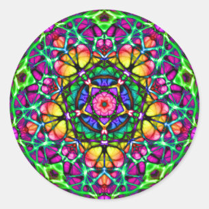 Daybreak Delight Kaleidoscope Mandala Runder Aufkleber