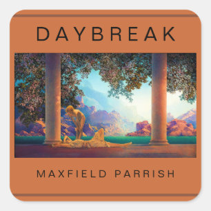 DAYBREAK Maxfield Parrish 1922 .. Hi-Def-Flachkart Quadratischer Aufkleber