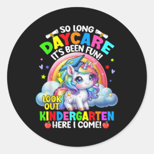 Daycare Abschluss 2025 Unicorn Girl Hello Kinderg Runder Aufkleber