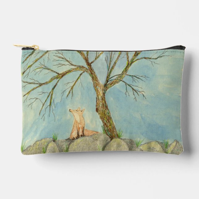Daydreaming Fox Zipper Pouch Zubehörtasche (Vorderseite)