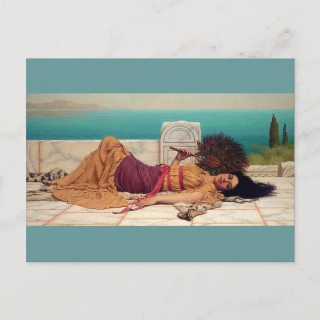 Daydreaming Griechische Lady von Godward Postkarte (Vorderseite)