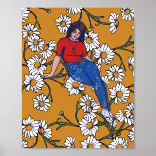 Daydreaming Spring Hexy Daisy Art Poster